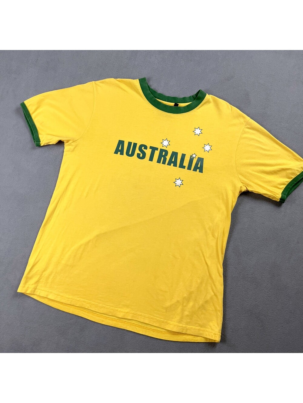 Vintage Australia Ringer T-Shirt, Bold Yellow & Green